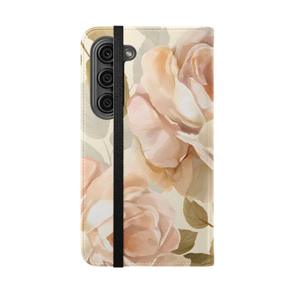 Soft Rose Elegance – Vegan Leather Wallet Samsung Case