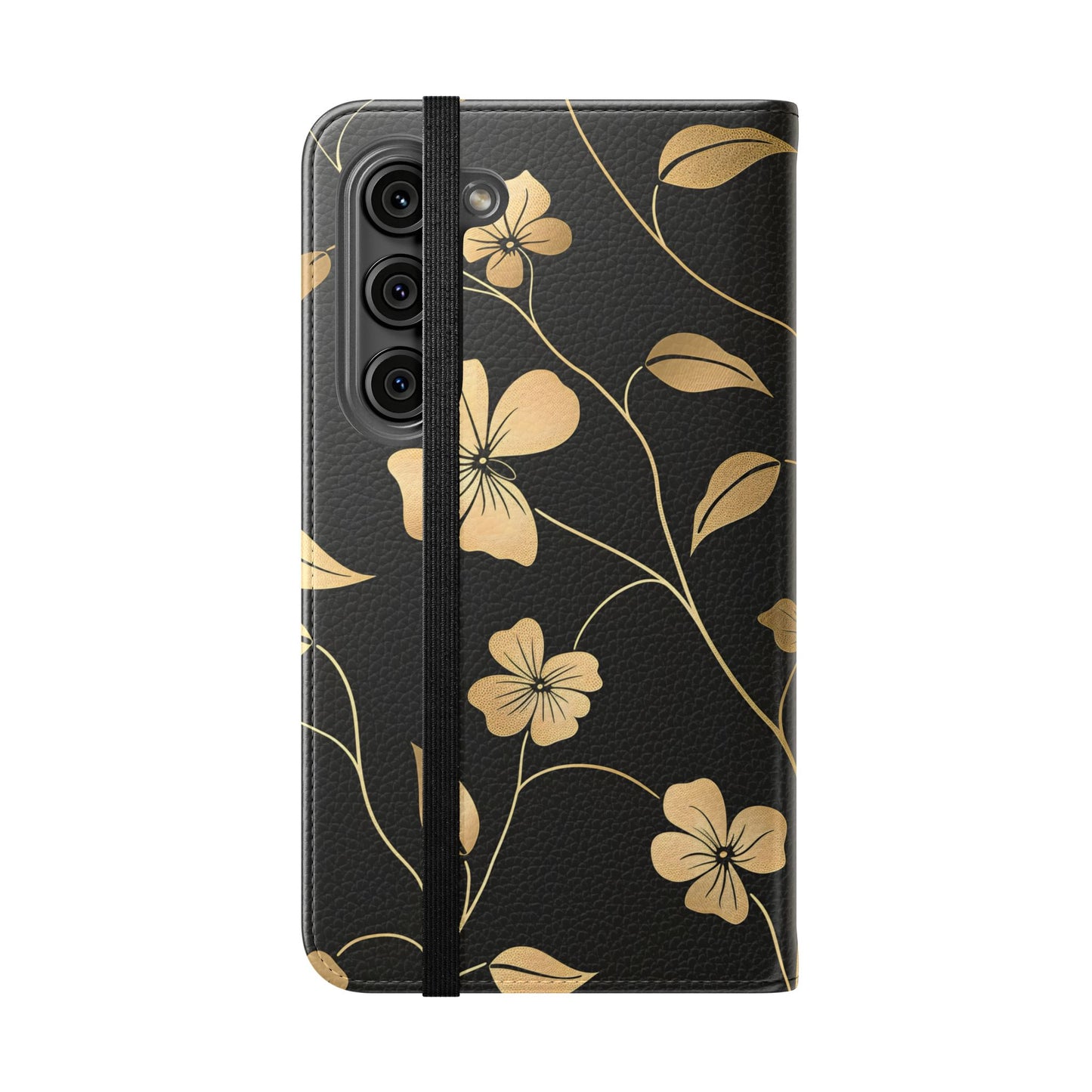 Golden Elegance – Samsung Vegan Leather Wallet Case