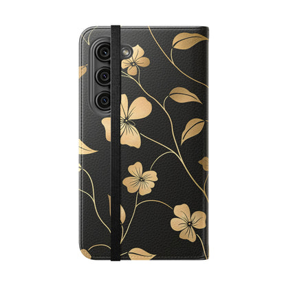 Golden Elegance – Samsung Vegan Leather Wallet Case