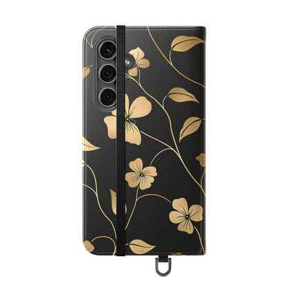 Golden Elegance – Samsung Vegan Leather Wallet Case