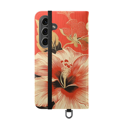 Golden Hibiscus – Vegan Leather Wallet Samsung Case