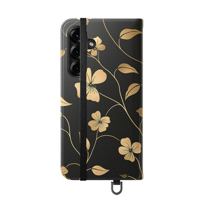 Golden Elegance – Samsung Vegan Leather Wallet Case
