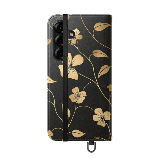 Golden Elegance – Samsung Vegan Leather Wallet Case