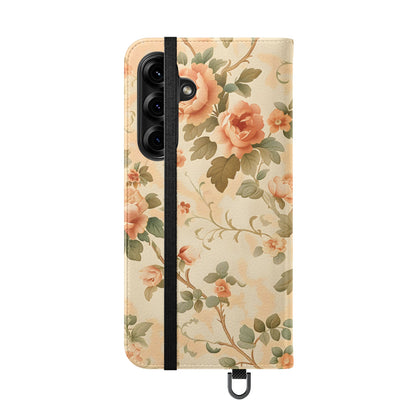 Vintage Bloom – Vegan Leather Wallet Samsung Case