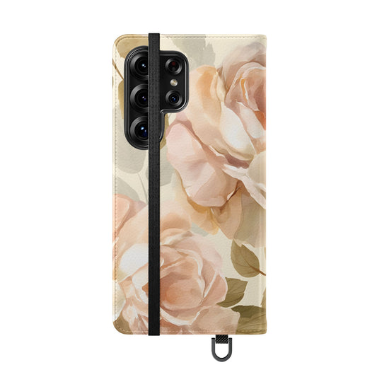 Soft Rose Elegance – Vegan Leather Wallet Samsung Case