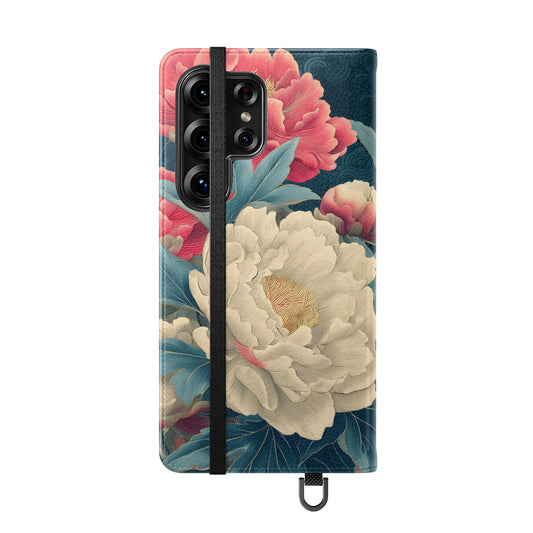 Floral Whispers – Vegan Leather Flip Samsung Case