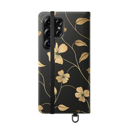 Golden Elegance – Samsung Vegan Leather Wallet Case