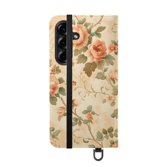 Vintage Bloom – Vegan Leather Wallet Samsung Case