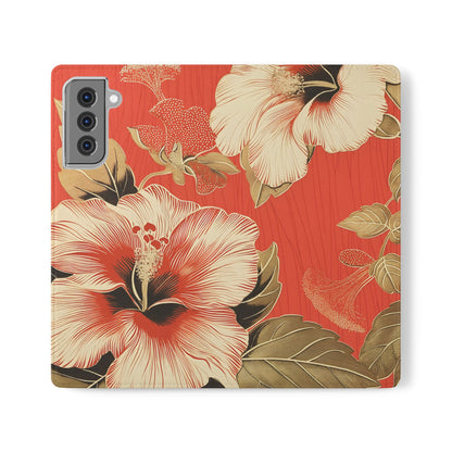 Golden Hibiscus – Vegan Leather Wallet Samsung Case