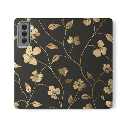 Golden Elegance – Samsung Vegan Leather Wallet Case