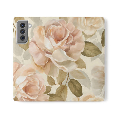 Soft Rose Elegance – Vegan Leather Wallet Samsung Case