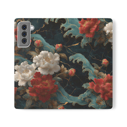 Crimson Tides – Vegan Leather Samsung Flip Case