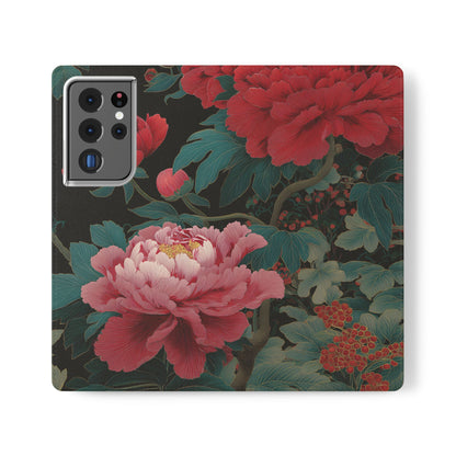 Blooming Peony – Vegan Leather Samsung Flip Case
