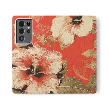 Golden Hibiscus – Vegan Leather Wallet Samsung Case