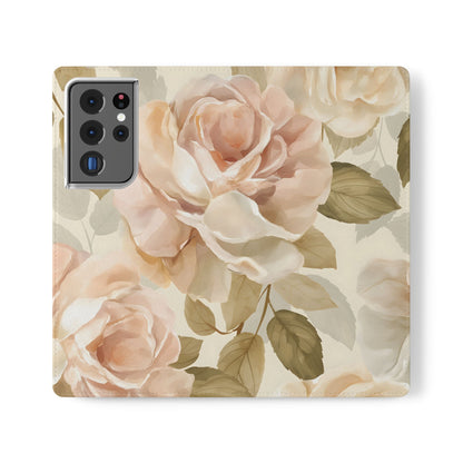 Soft Rose Elegance – Vegan Leather Wallet Samsung Case