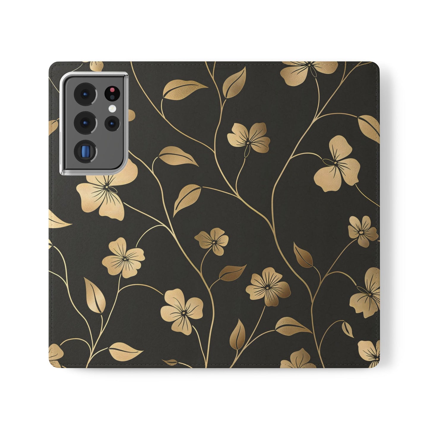 Golden Elegance – Samsung Vegan Leather Wallet Case