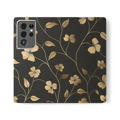 Golden Elegance – Samsung Vegan Leather Wallet Case