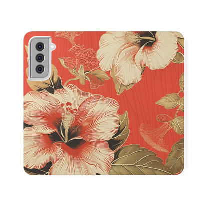 Golden Hibiscus – Vegan Leather Wallet Samsung Case