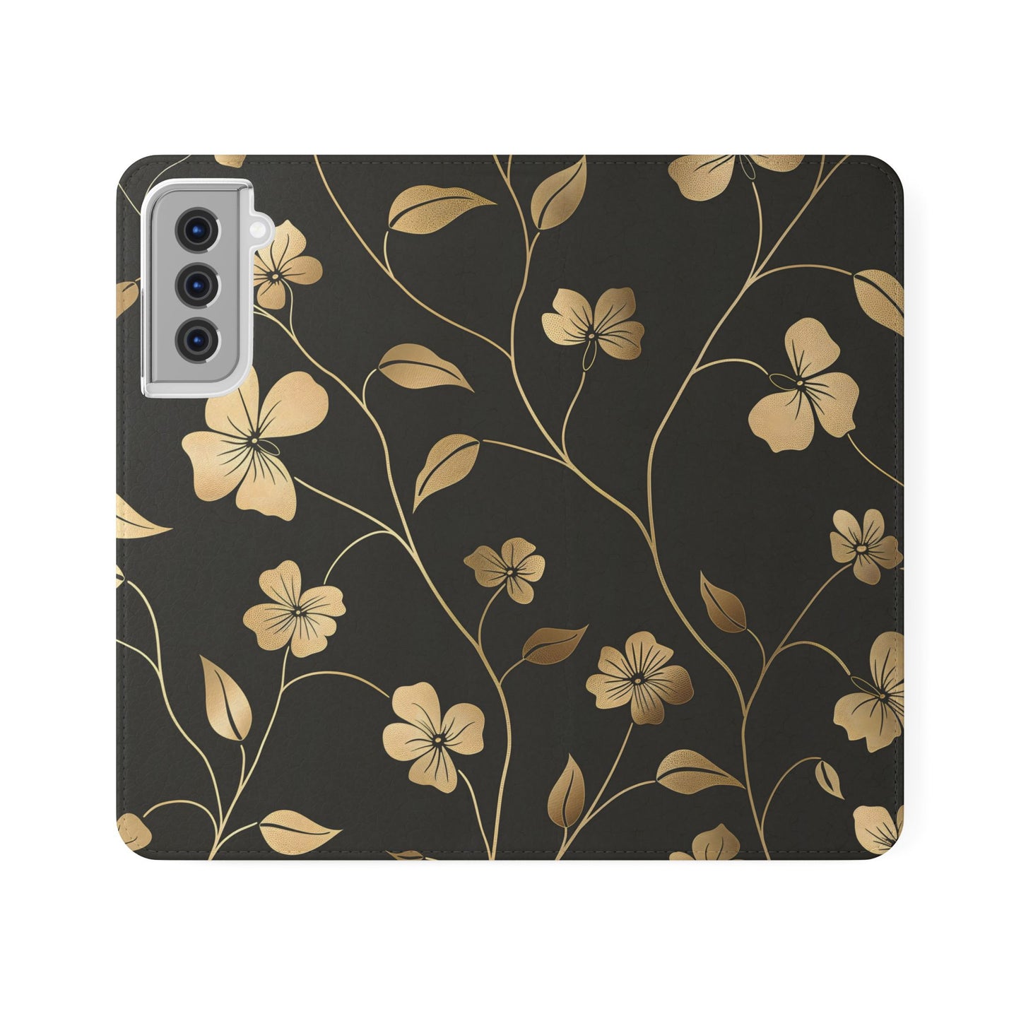 Golden Elegance – Samsung Vegan Leather Wallet Case