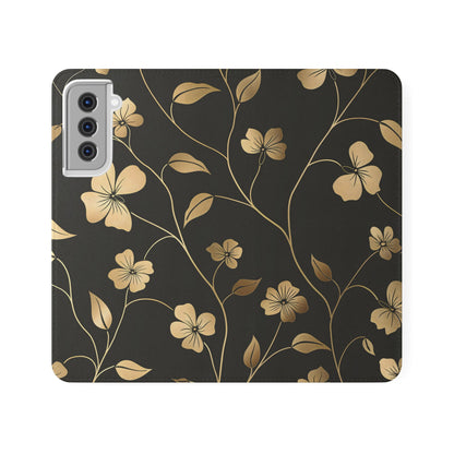Golden Elegance – Samsung Vegan Leather Wallet Case