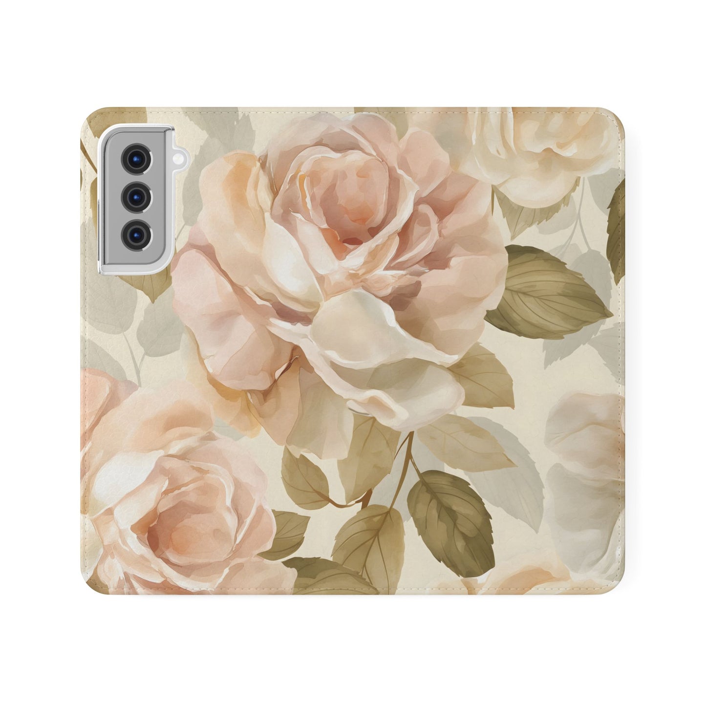 Soft Rose Elegance – Vegan Leather Wallet Samsung Case