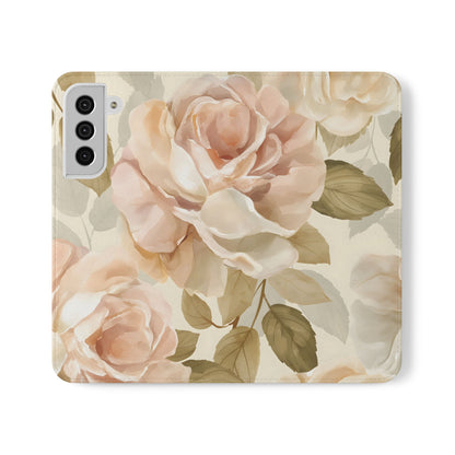 Soft Rose Elegance – Vegan Leather Wallet Samsung Case