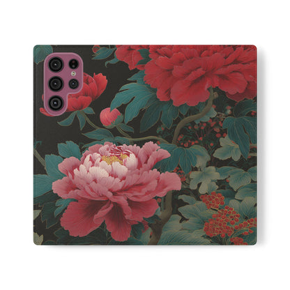 Blooming Peony – Vegan Leather Samsung Flip Case
