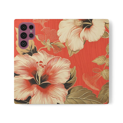Golden Hibiscus – Vegan Leather Wallet Samsung Case