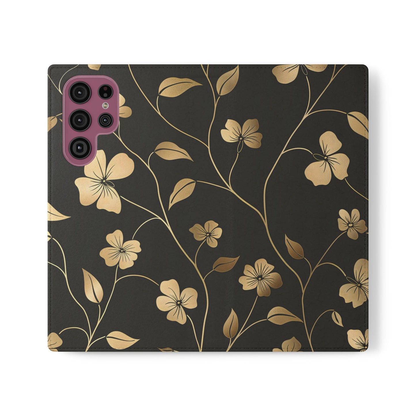 Golden Elegance – Samsung Vegan Leather Wallet Case