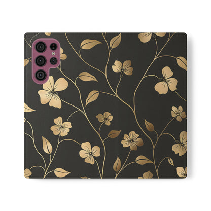 Golden Elegance – Samsung Vegan Leather Wallet Case