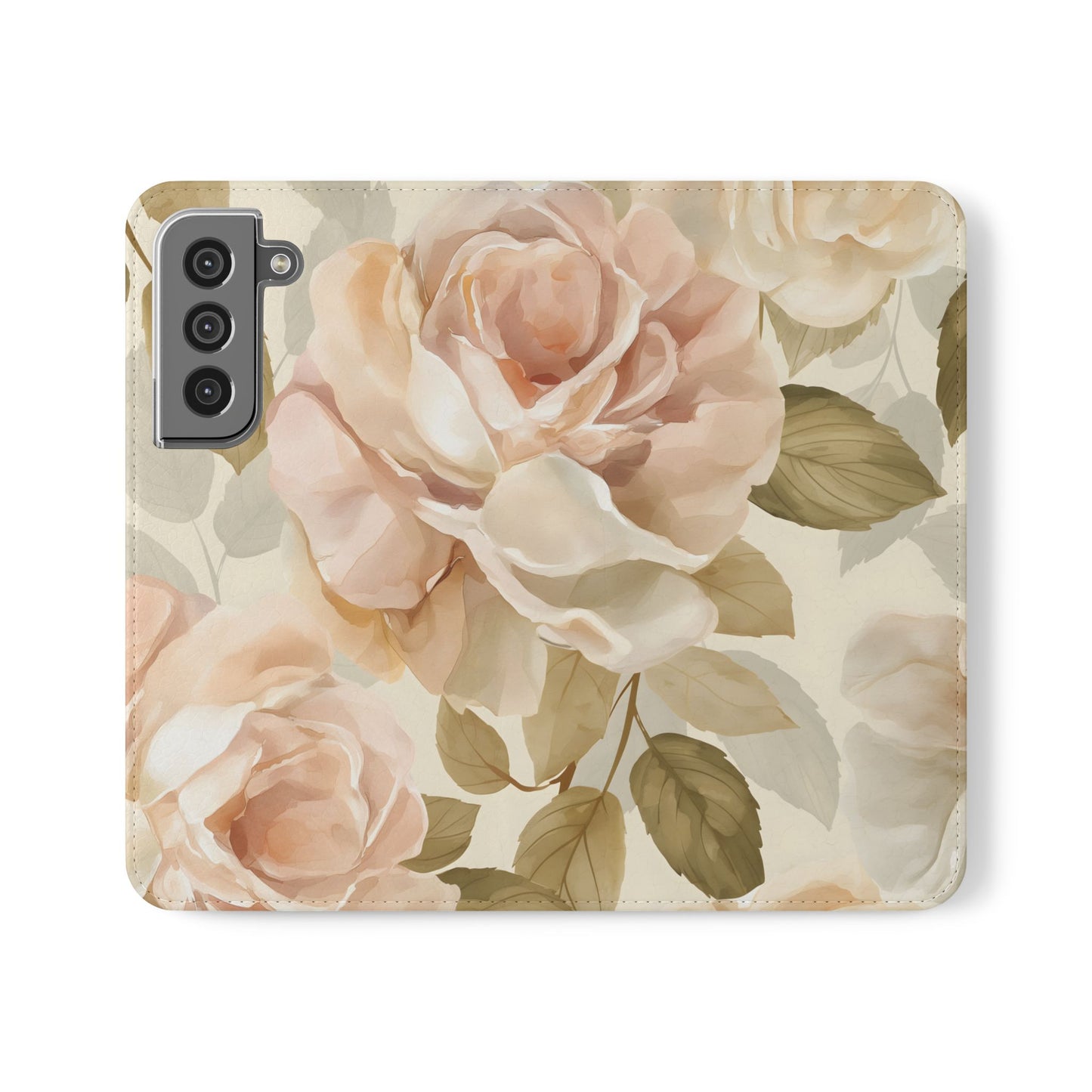Soft Rose Elegance – Vegan Leather Wallet Samsung Case