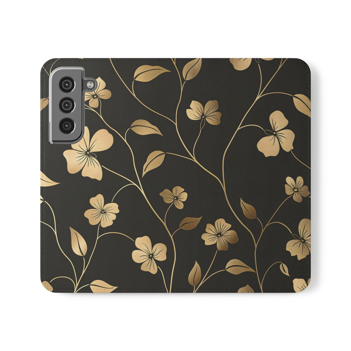 Golden Elegance – Samsung Vegan Leather Wallet Case