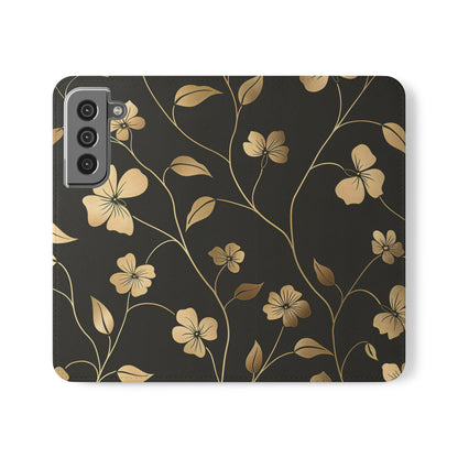 Golden Elegance – Samsung Vegan Leather Wallet Case