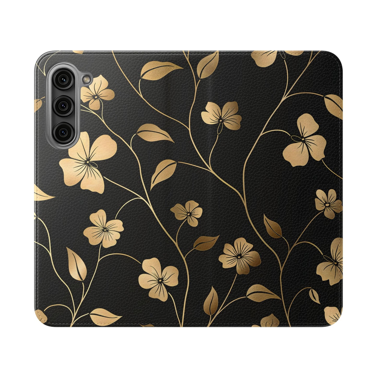 Golden Elegance – Samsung Vegan Leather Wallet Case