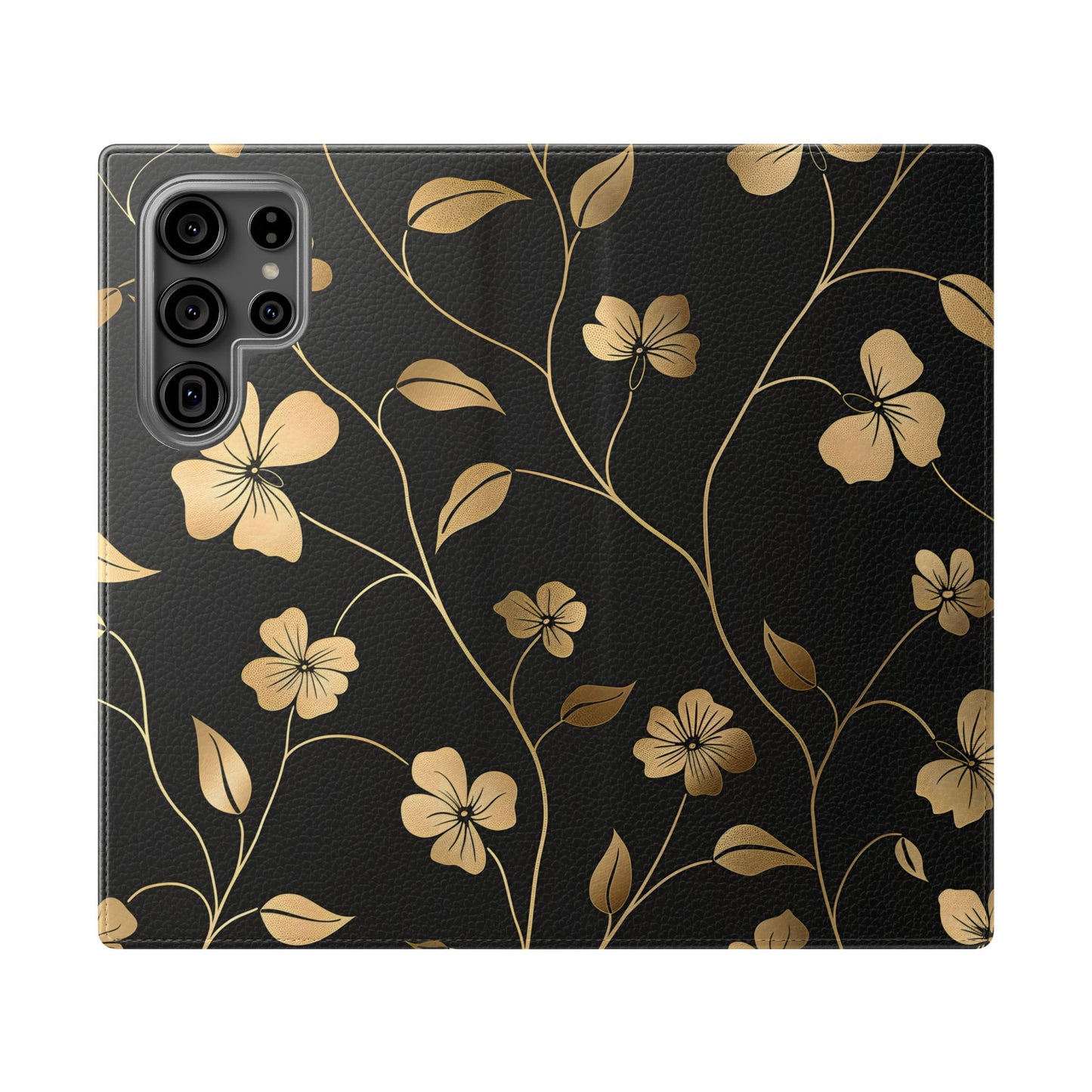 Golden Elegance – Samsung Vegan Leather Wallet Case