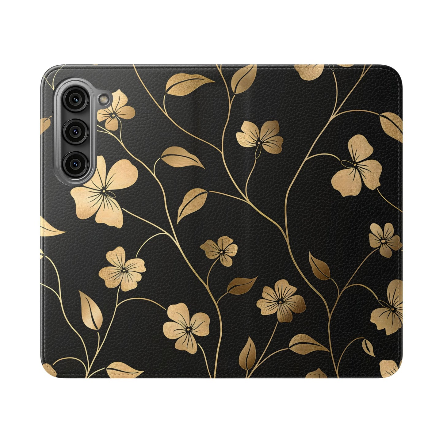 Golden Elegance – Samsung Vegan Leather Wallet Case