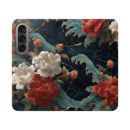 Crimson Tides – Vegan Leather Samsung Flip Case
