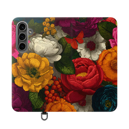Midnight Bloom – Samsung Vegan Leather Flip Phone Case
