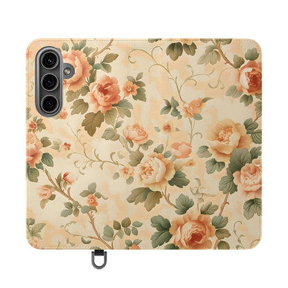 Vintage Bloom – Vegan Leather Wallet Samsung Case