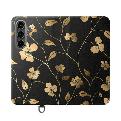 Golden Elegance – Samsung Vegan Leather Wallet Case