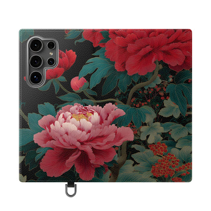 Blooming Peony – Vegan Leather Samsung Flip Case