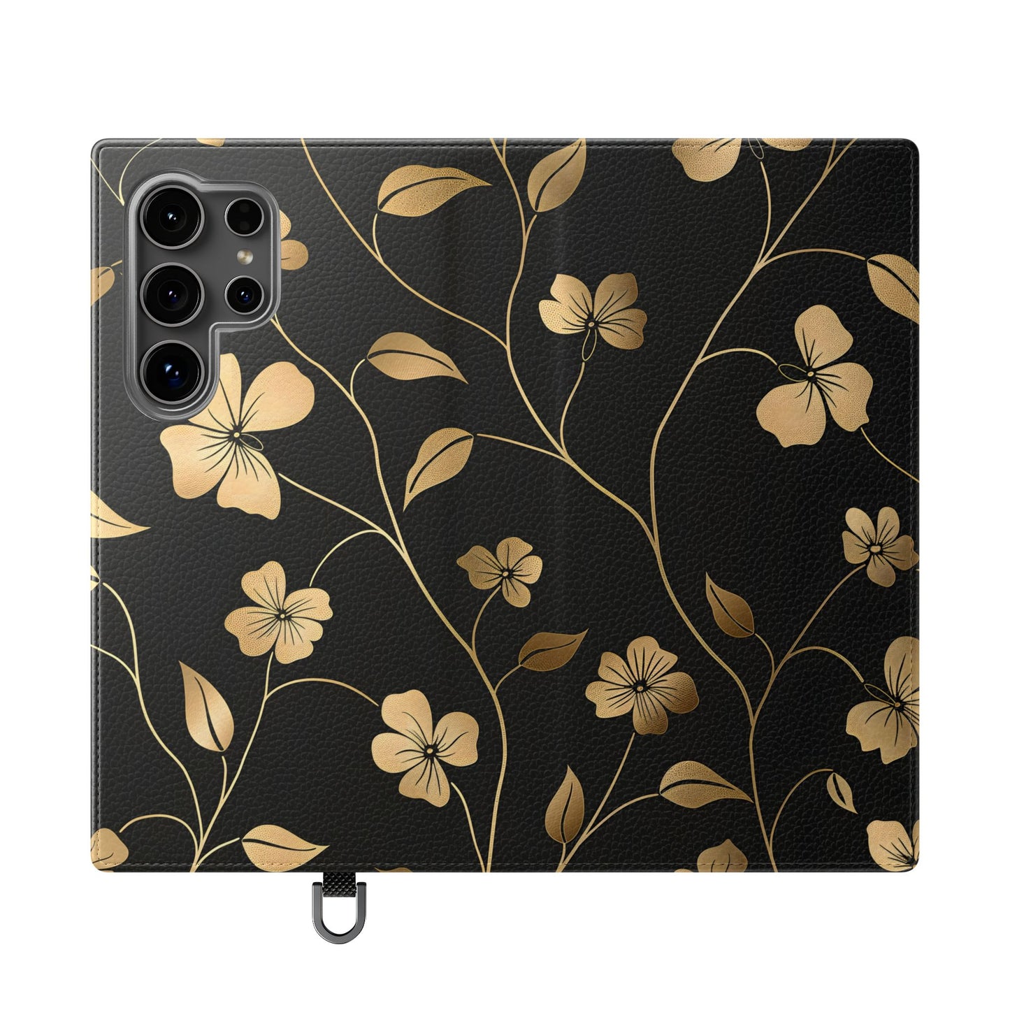 Golden Elegance – Samsung Vegan Leather Wallet Case
