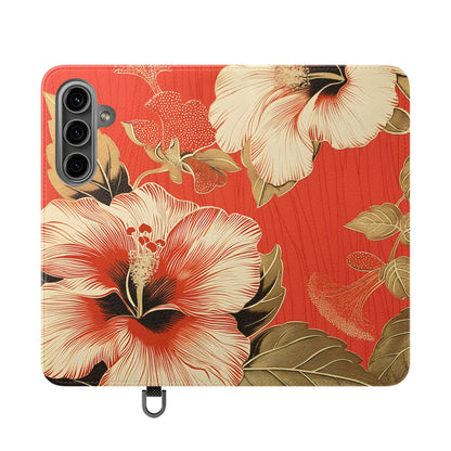 Golden Hibiscus – Vegan Leather Wallet Samsung Case