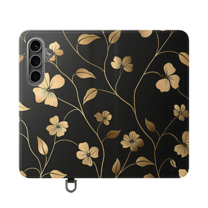 Golden Elegance – Samsung Vegan Leather Wallet Case
