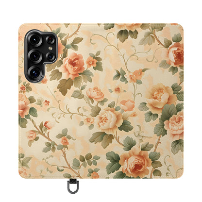 Vintage Bloom – Vegan Leather Wallet Samsung Case