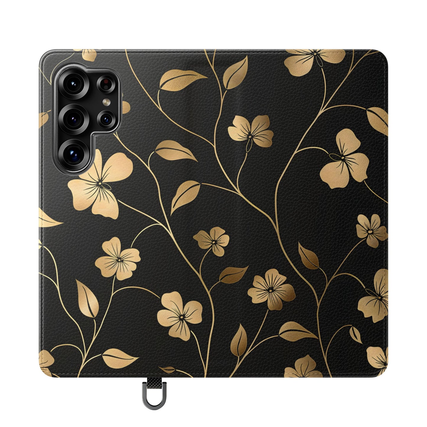 Golden Elegance – Samsung Vegan Leather Wallet Case
