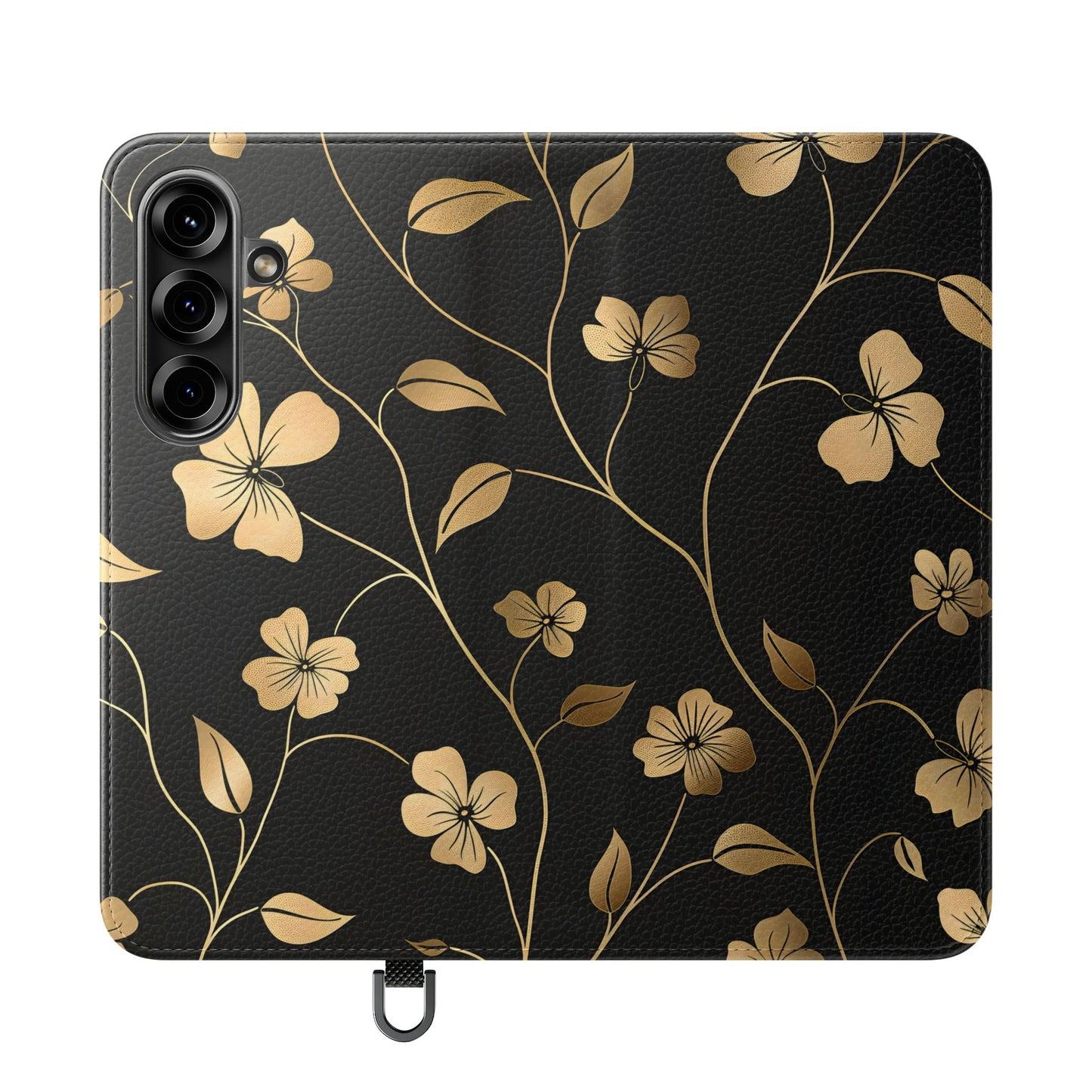 Golden Elegance – Samsung Vegan Leather Wallet Case