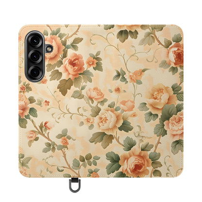 Vintage Bloom – Vegan Leather Wallet Samsung Case