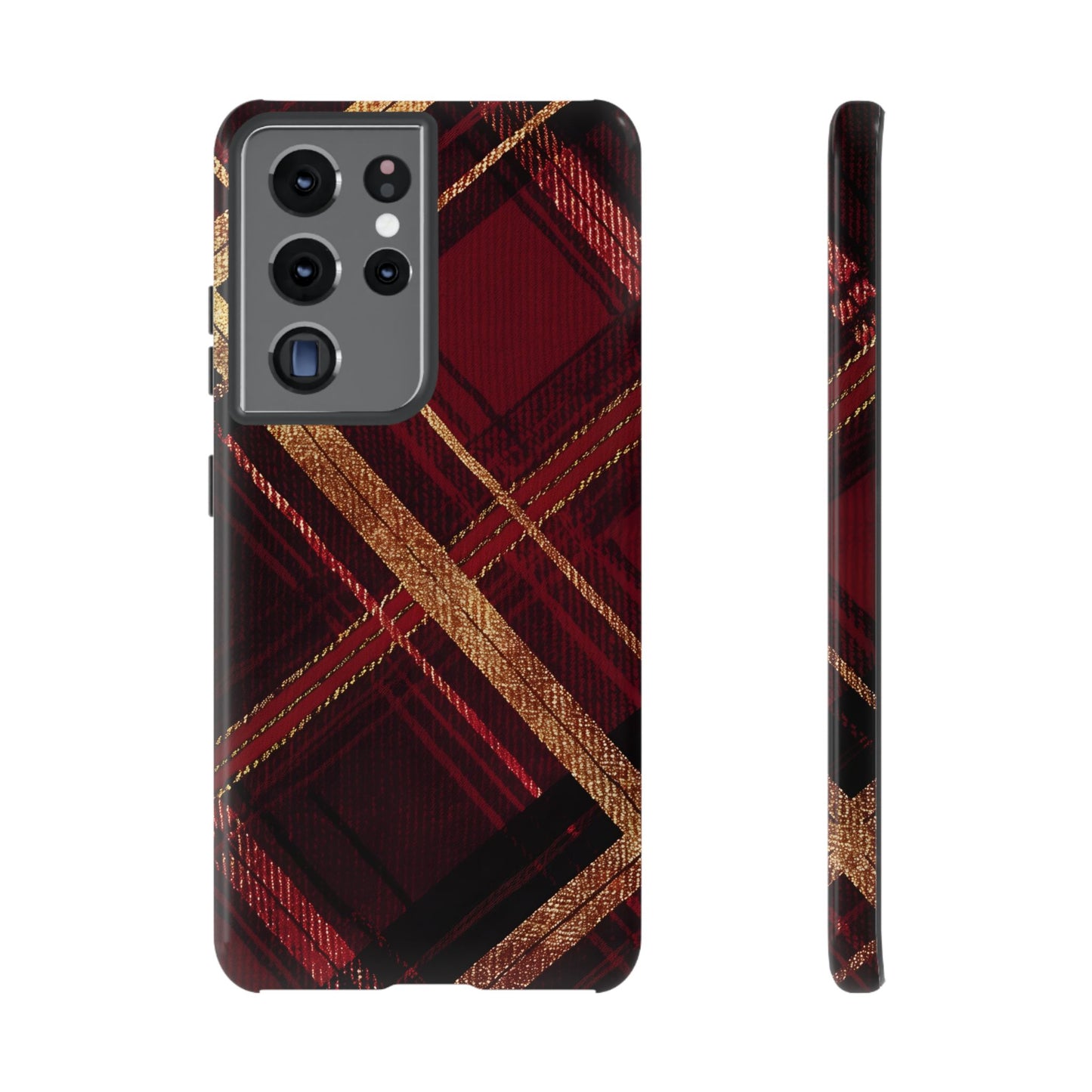 Crimson Luxe Plaid – Tough Glossy Samsung Galaxy Case