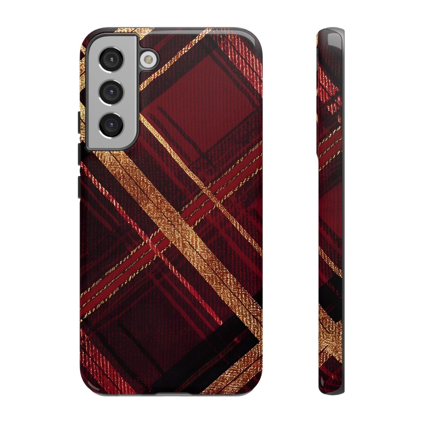 Crimson Luxe Plaid – Tough Glossy Samsung Galaxy Case